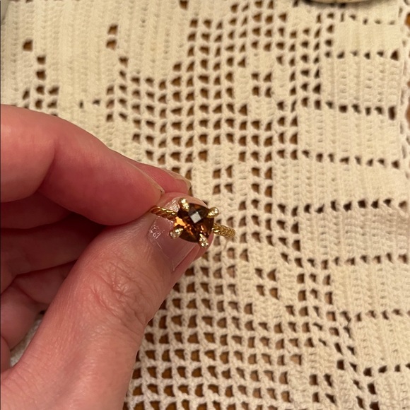 David Yurman Chatelaine Ring 18K Yellow Gold Pink Tourmaline Diamonds 7mm size 6 - Picture 6 of 8